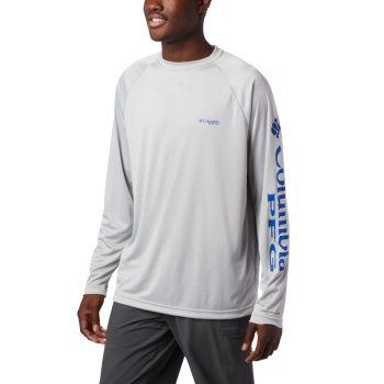 Columbia PFG Terminal Tackle Long Sleeve, Sudaderas Grises Azules Para Hombre | 250713-GST